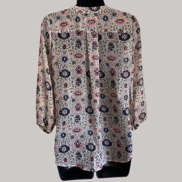 Maurices Blouse Women Small Boho Floral Crochet Tunic Top Cottage Feminine Sheer - Picture 3 of 10